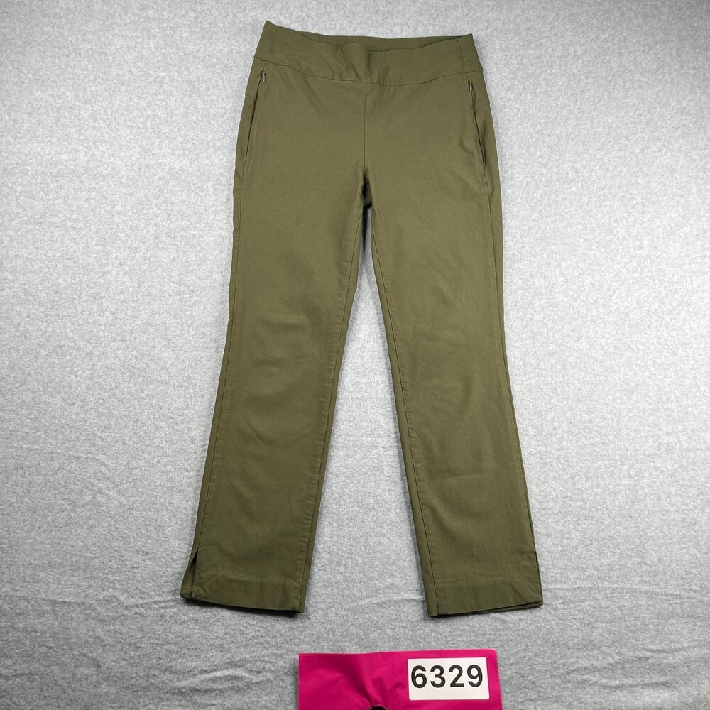 Chico's Casual Pants Olive Green Womens US Size 4 stretch Casual